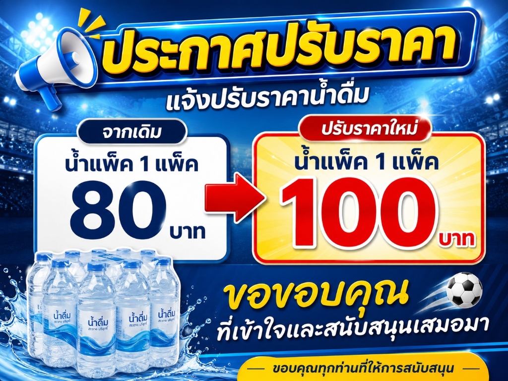 ประกาศปรับราคาน้ำดื่ม